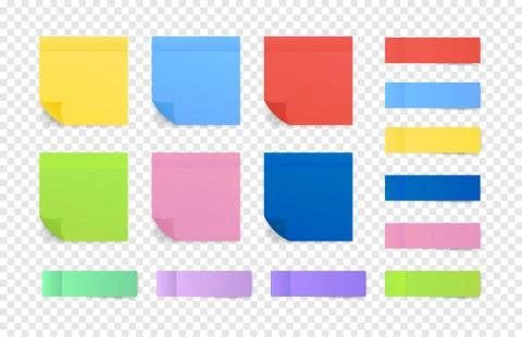 Sticky colored notes. Post note paper. Vector illustration. Stock Illustration