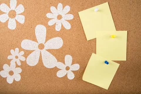 Sticky memo note card on board Stock Photos
