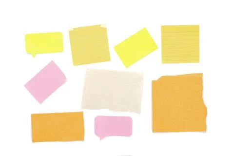Sticky note colored sheets isolated on white background Stock Photos