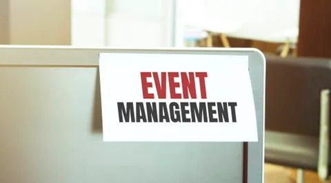 Sticky note on the computer. Text EVENT MANAGEMENT Stock Photos