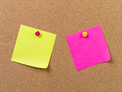 Sticky note on cork board Stock Photos