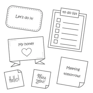 Sticky note, to do list in doodle style doodle isolated on white background Stock Illustration