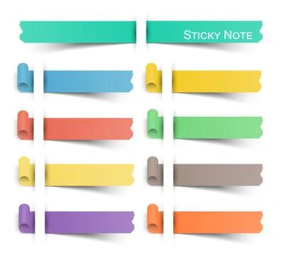 Sticky note with flat color Illustrazione stock