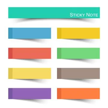 Sticky note with flat color . Vector . Stock Illustration