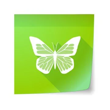 Sticky note icon with a butterfly Stock Illustration