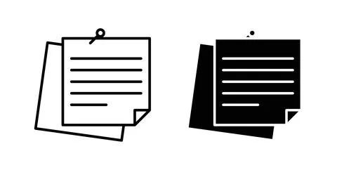 Sticky note icon collection in black, Line icons, flat symbols イラスト素材