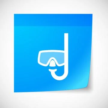 Sticky note icon with a diving goggles Illustrazione stock