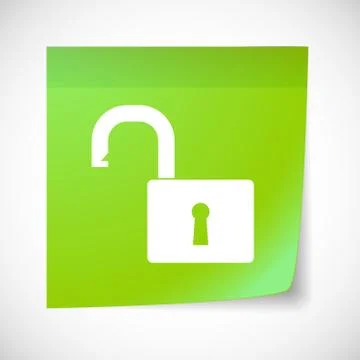Sticky note icon with a lock pad 스톡 일러스트