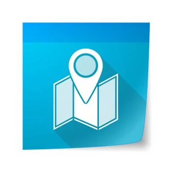 Sticky note icon with a map Stock Illustration