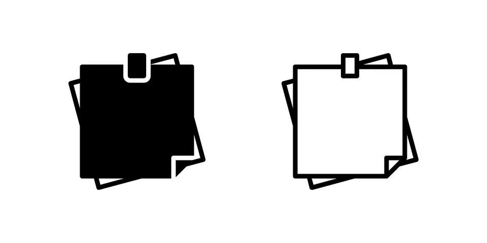 Sticky note icon set perfect for reminders and notes in office contexts Stock Illustration