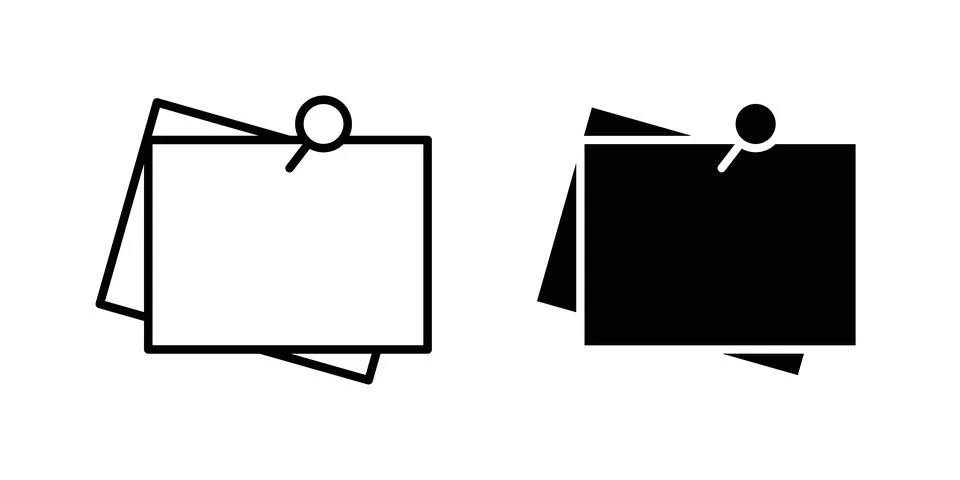 Sticky note icon vector template set in black Stock Illustration