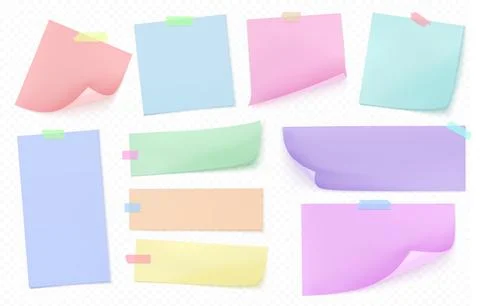 Sticky note memo collection with adhesive papers Stock Illustration