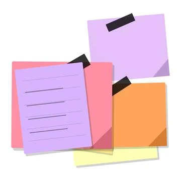Sticky note memo paper collection vector illustration isolated on white Stock Illustration