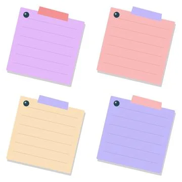 Sticky note memo set vector illustration isolated on white background Stock Illustration