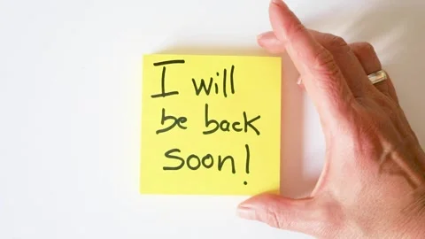 Sticky Note Message: I Will Be Back Soon Stock Footage 320614377