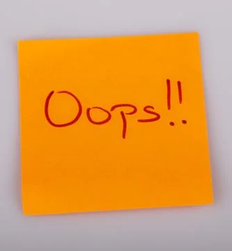 Sticky Note Message isolated on white - Oops! Stock Photos