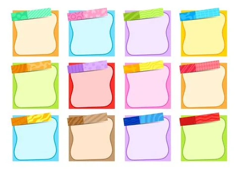 Sticky note paper cute, Paper note sheet for reminder notice, Paper note sq.. Stock Illustration