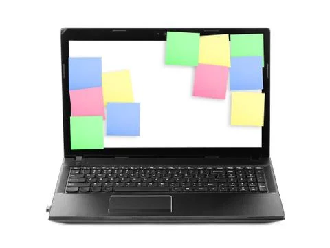 Sticky Note Papers on Notebook computer Screen 写真素材