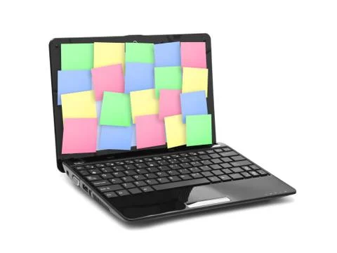 Sticky Note Papers on Notebook computer Screen 写真素材