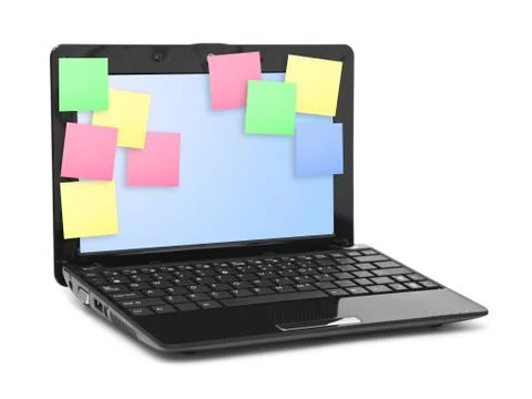 Sticky Note Papers on Notebook computer Screen 写真素材