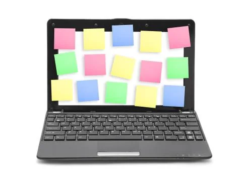 Sticky Note Papers on Notebook computer Screen 写真素材