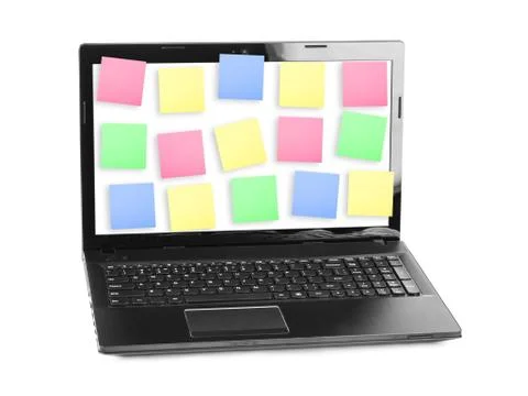 Sticky Note Papers on Notebook computer Screen 写真素材