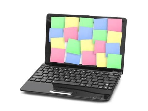 Sticky Note Papers on Notebook computer Screen 写真素材