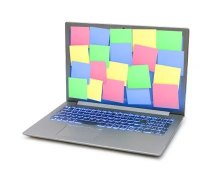 Sticky Note Papers on Notebook computer Screen 写真素材