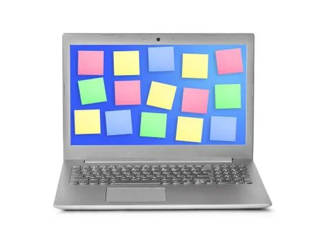 Sticky Note Papers on Notebook computer Screen 写真素材