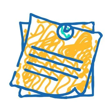 Sticky note pin list icon doodle illustration Illustrazione stock