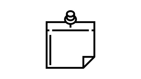 Sticky note pin list line icon animation Stock Footage 326130814