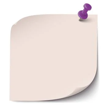 Sticky note with pin needle Stock Illustration