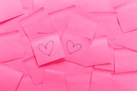 Sticky note post it in pink color as background Foto stock