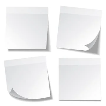Sticky note with shadow isolated on transparent background. White paper. Message Stock Illustration