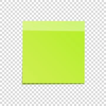 Sticky note with shadow isolated on transparent background. Green paper. Message Stock Illustration