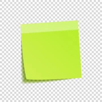 Sticky note with shadow isolated on transparent background. Green paper. Message Stock Illustration