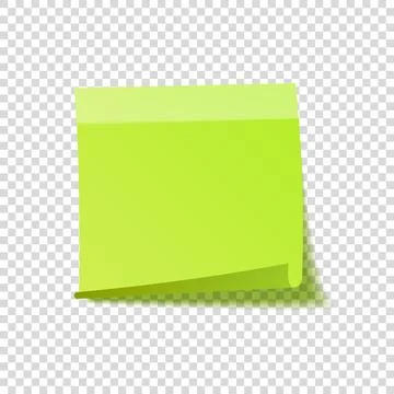Sticky note with shadow isolated on transparent background. Green paper. Message Stock Illustration