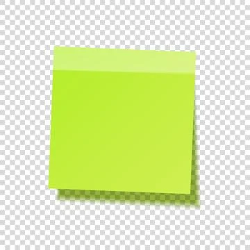 Sticky note with shadow isolated on transparent background. Green paper. Message 스톡 일러스트