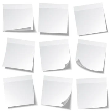 Sticky note with shadow isolated on transparent background. White paper. Message Illustrazione stock