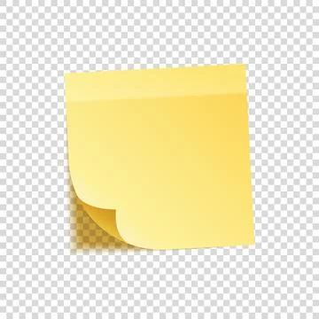 Sticky note with shadow isolated on transparent background. Yellow paper Stock Illustration