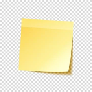 Sticky note with shadow isolated on transparent background. Yellow paper Illustrazione stock