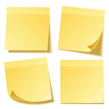 Sticky note with shadow isolated on transparent background set. Yellow paper Stock Illustration