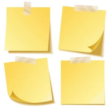 Sticky note with shadow isolated on transparent background. Yellow paper Stock Illustration