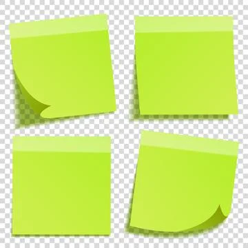 Sticky note with shadow isolated on transparent background. Green paper. Message Stock Illustration