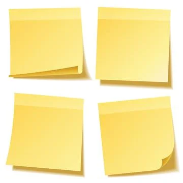 Sticky note with shadow isolated on transparent background set. Yellow paper Stock Illustration