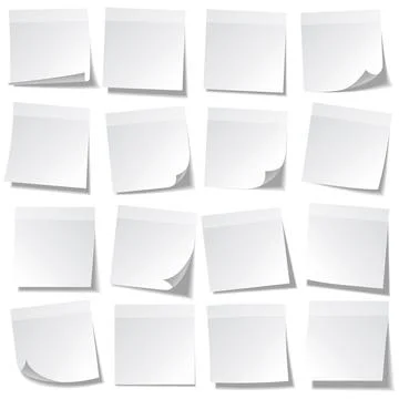 Sticky note with shadow isolated on transparent background. White paper. Message Stock Illustration