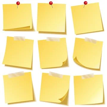 Sticky note with shadow isolated on transparent background. Yellow paper Stock Illustration
