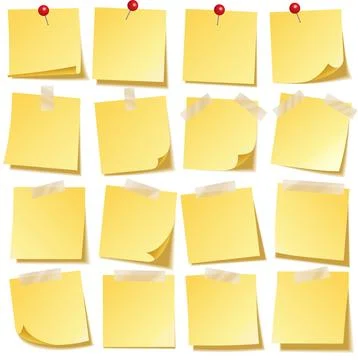 Sticky note with shadow isolated on transparent background. Yellow paper Stock Illustration