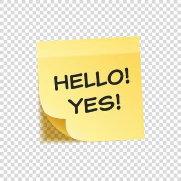 Sticky note with text and shadow isolated on transparent background set. Yellow Illustrazione stock