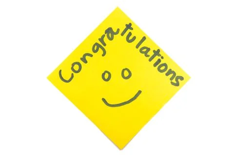 Sticky note with text "congratulations" Foto stock